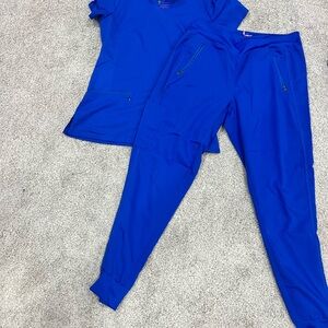 Women's royal blue scrub set